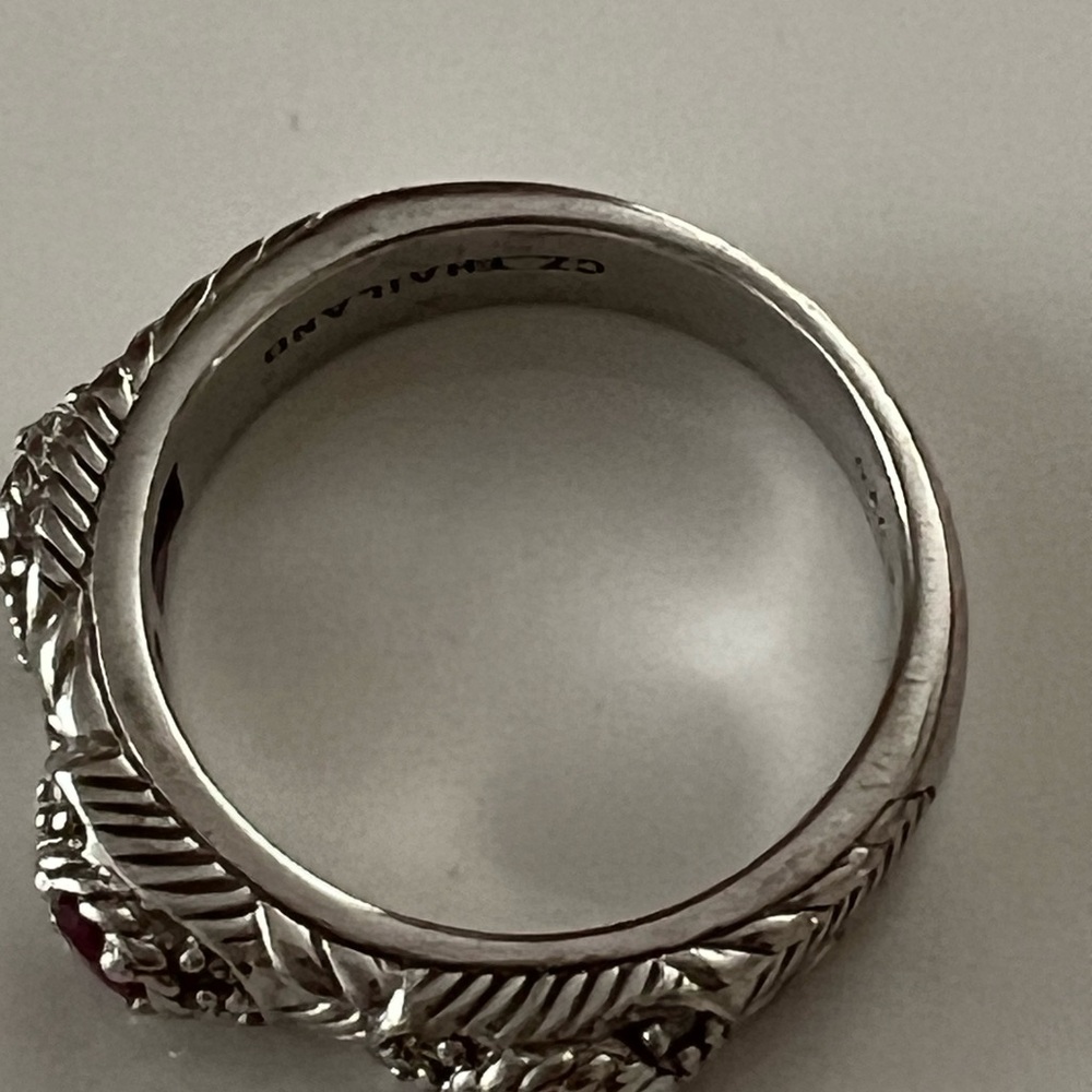 Judith Ripka 925 Sterling Silver 3 Stone Ruby Stacking Ring - Picture 10 of 14